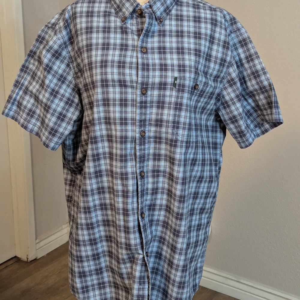 Men's SS Plaid Button Up Shirt Size XL